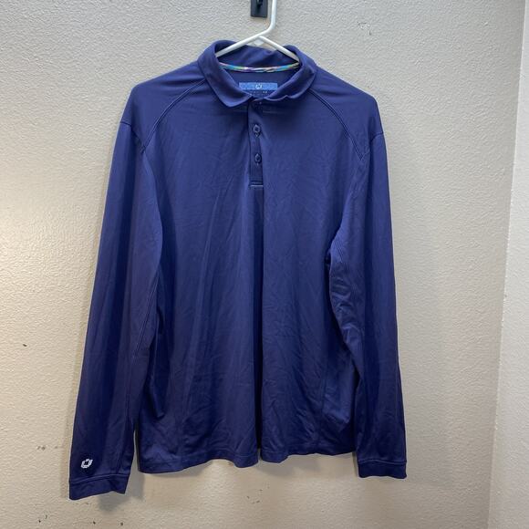 IBKUL Polo Shirt Mens SZ M Blue Long Sleeve UPF 50 Quick Dry Performance Golf - Picture 1 of 4